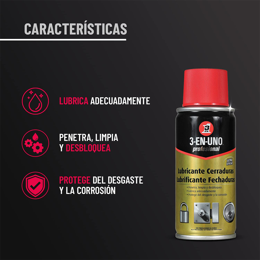 Lubricante cerraduras 3 en uno PRO, 100ml