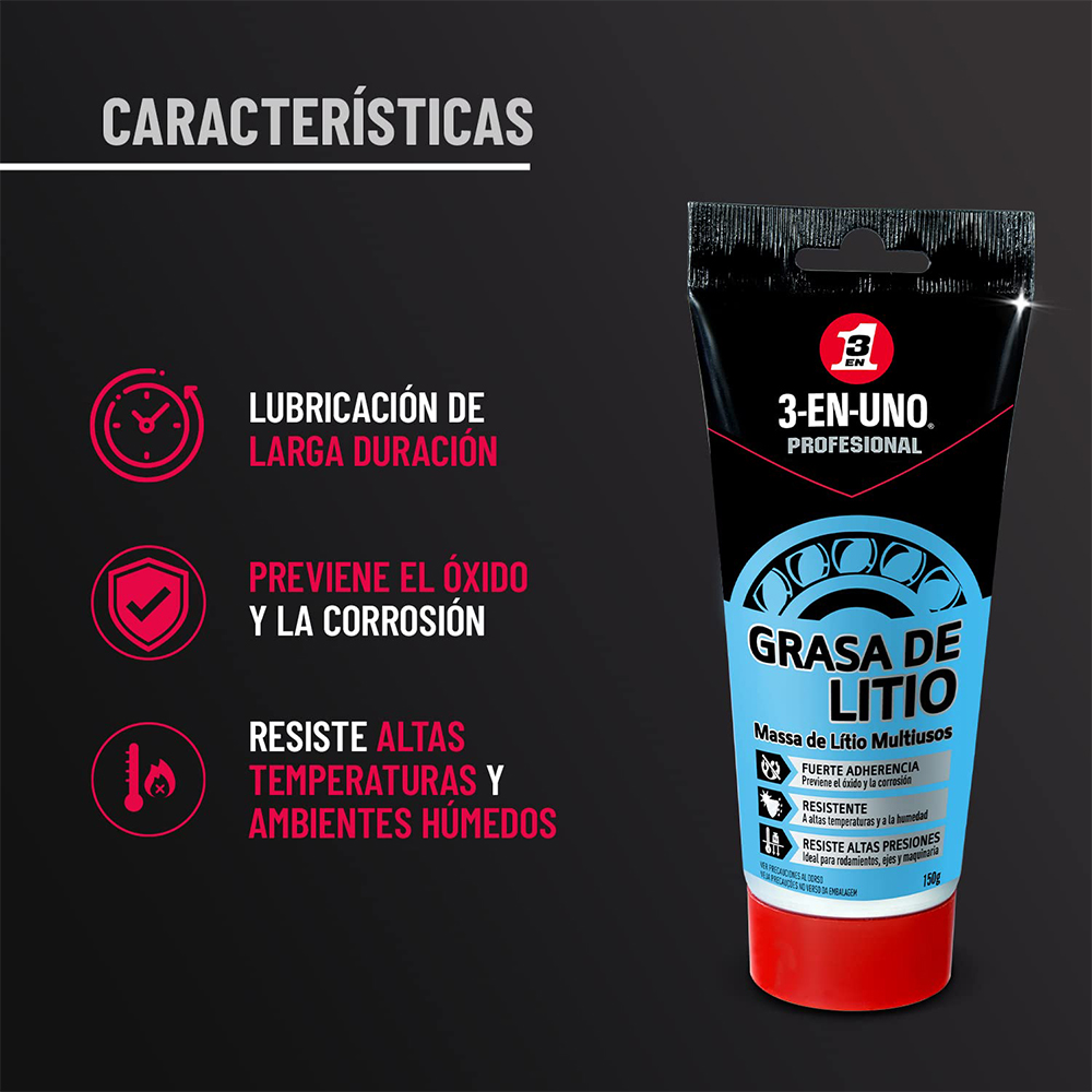 Grasa de litio tubo 3 en uno PRO, 150 ml