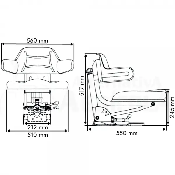 Asiento PVC suspensión mecánica amarillo