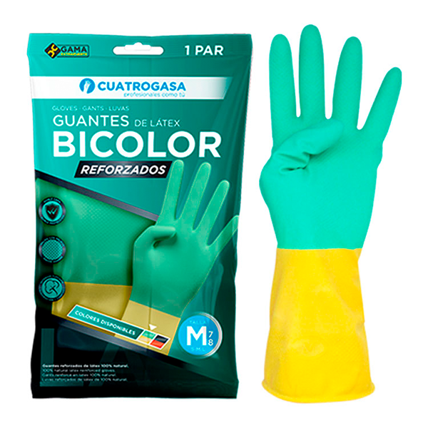 Guantes de latex bicolor reforzados Cuatrogasa
