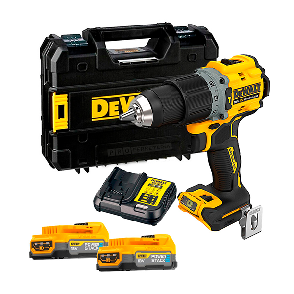 Pack taladro percutor compacto XR DeWALT 18V POWERSTACK (2