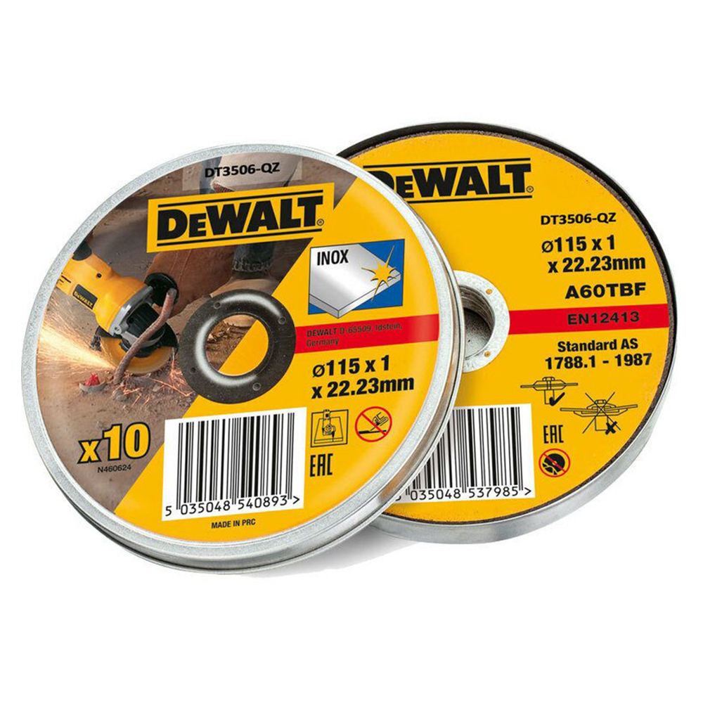 Lata 10 discos acero inox DeWALT, 115mm