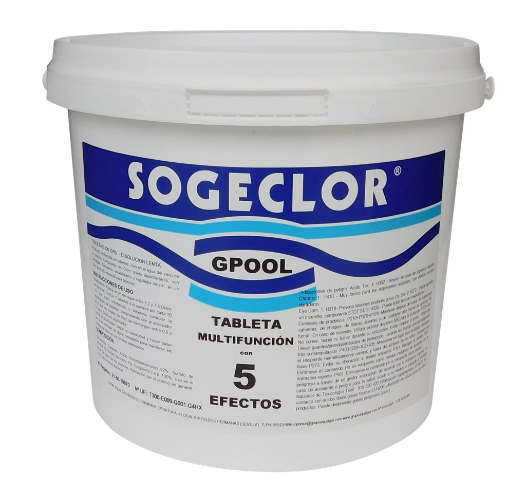Cloro 5 acciones SOGECLOR, 5kg