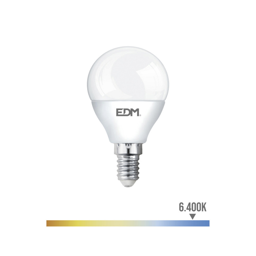 Bombilla esferica led E27 luz fria, 400LM