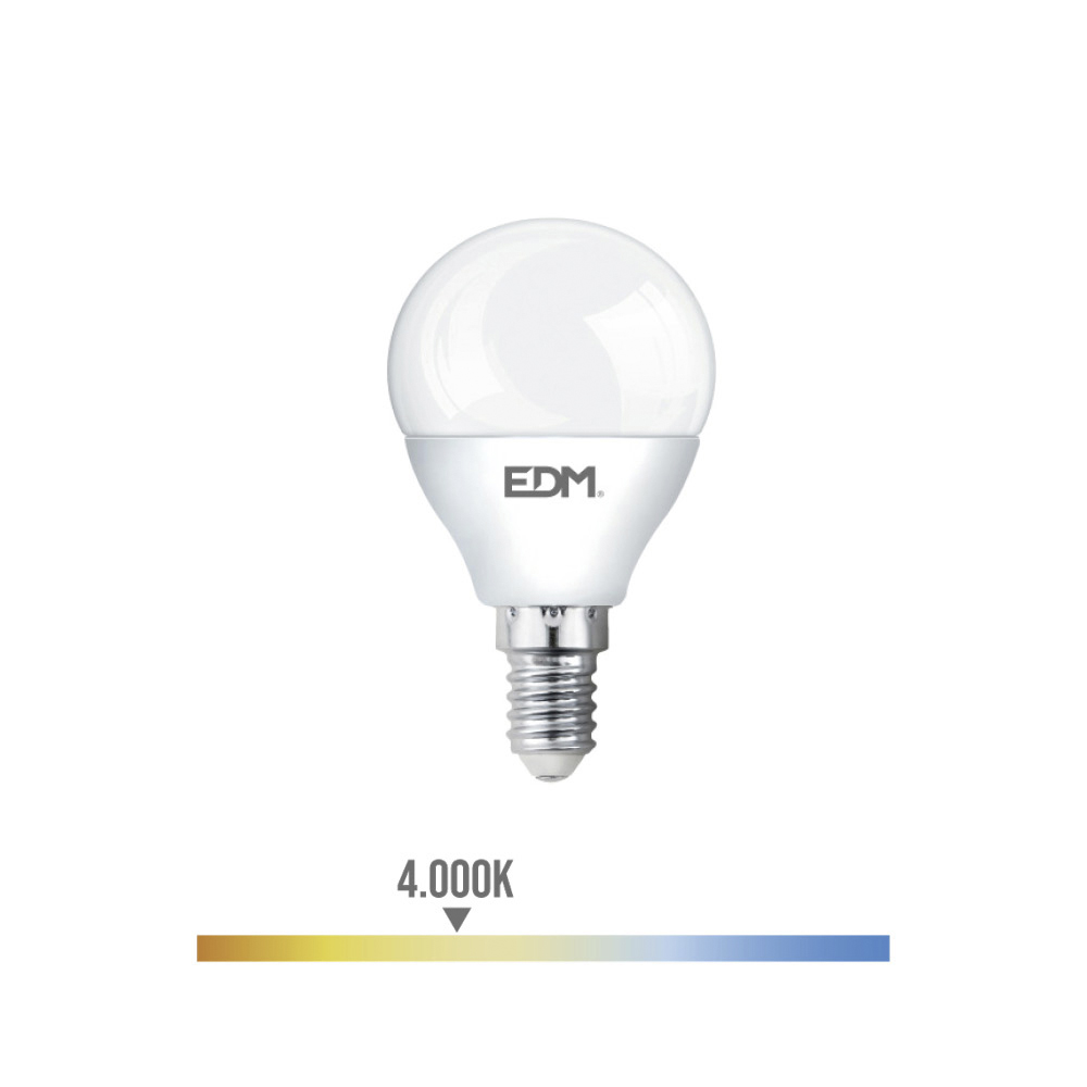 Bombilla esferica led E27 luz dia, 400LM