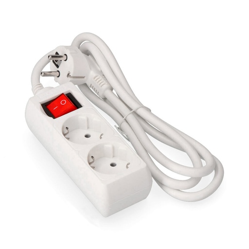 [41018] Base multiple 2 Tomas Schuko + Interruptor, 3m